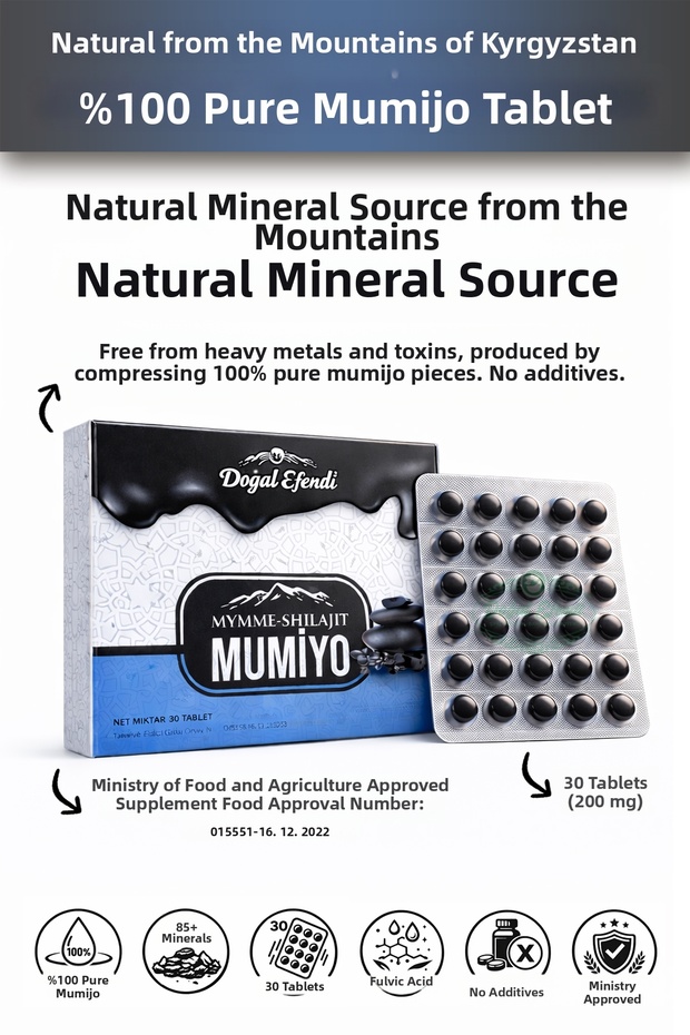 100% Pure Mumiyo 30 Tablets (Shilajit Imported from Kyrgyzstan)