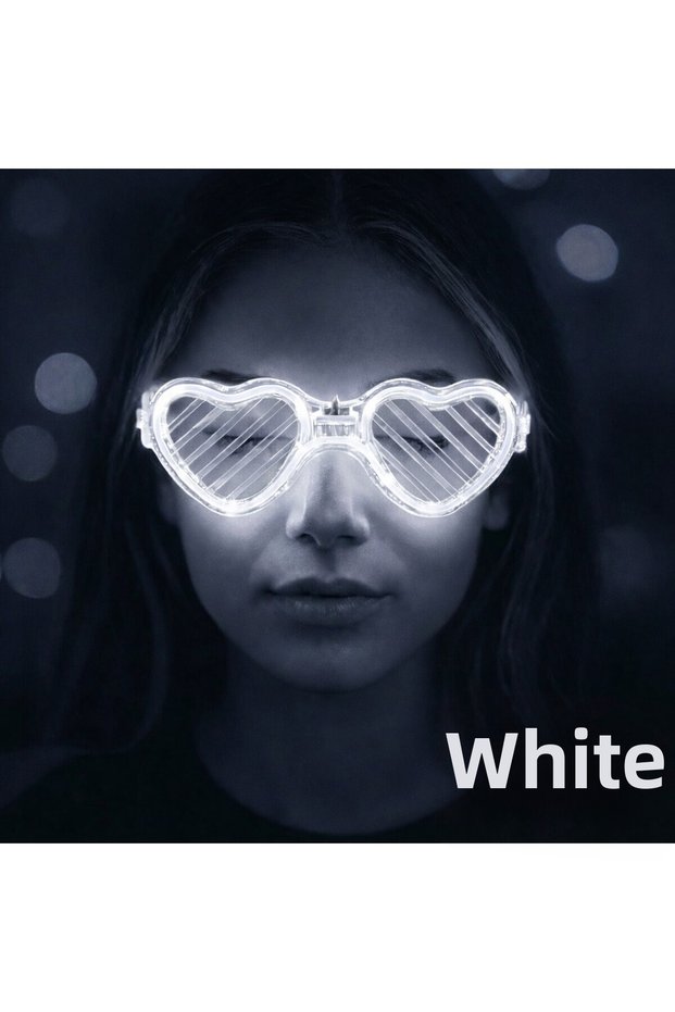 White Led Light up Heart Glasses – 3 Modes Party & Glow Glasses