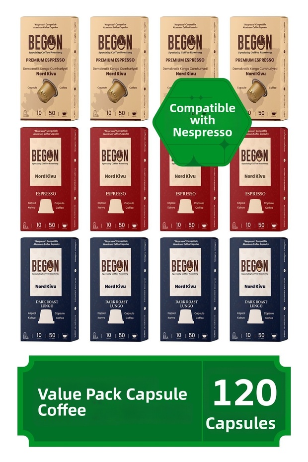 Nord Kivu Nespresso Compatible Aluminum Coffee Capsule Opportunity Pack - 120 Pieces