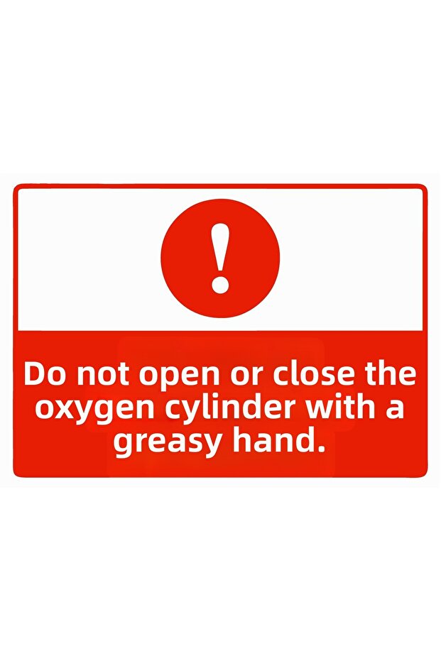 Oxygen Cylinder Open/Close with Oil Hand Isg Warning Sign Pvc A3 30X42 cm