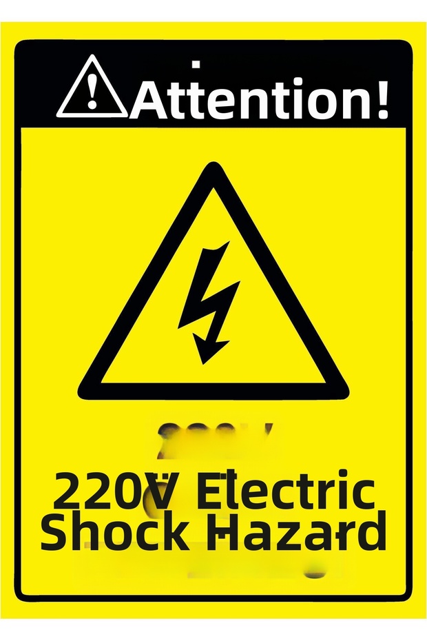 Attention! 220V Danger of Death Isg Warning Sign Pvc A4 21X30 cm
