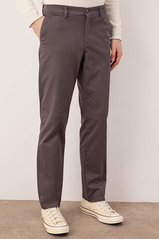 Gri Erkek Gabardin Dokulu Kumaş Pantolon TMNAW26PL00026 - 2