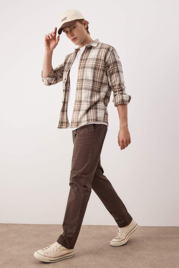 Vizon Erkek Dar Paça/Slim Fit Mevsimlik %100 Pamuk Likralı Kumaş Pantolon TMNAW26PL00032 - 2