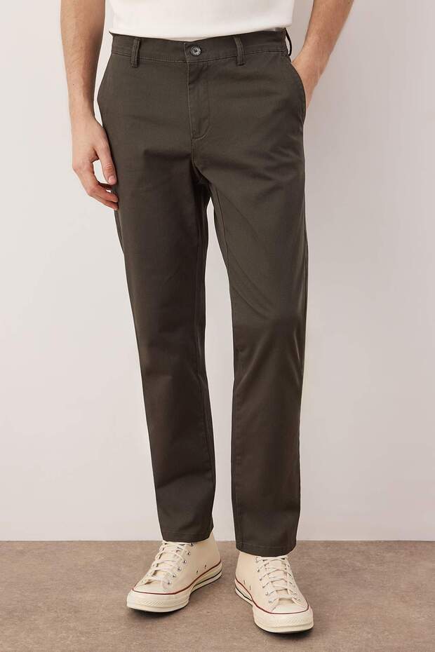 Haki Erkek Gabardin Dokulu Kumaş Pantolon TMNAW26PL00026 - 1