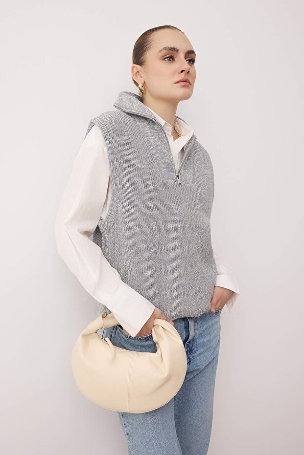 Bej Kahverengi Kadın Mini Boy Oval Omuz Çanta TAKSS25OC00068 - 2