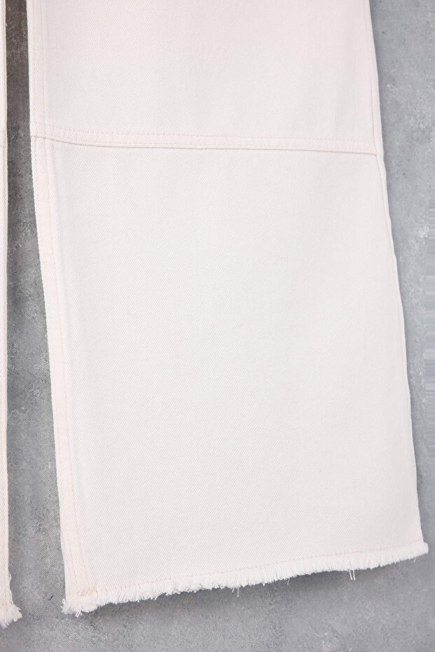 Ecru High Waist Wide Leg Plus Size Wide Leg Jeans Tbbaw25Cj00001 - 4