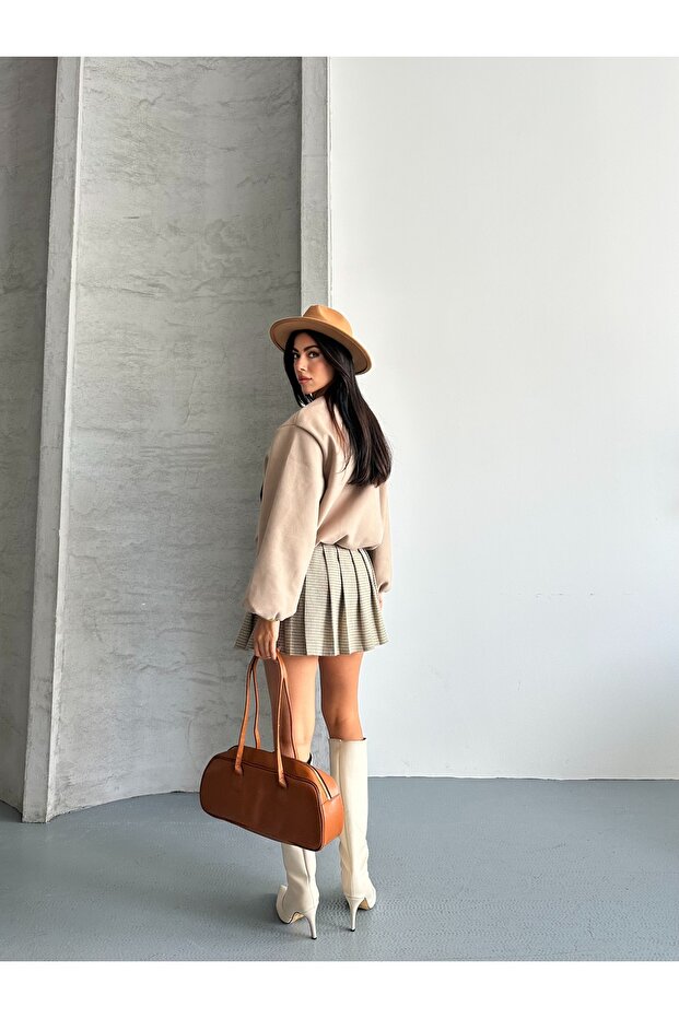 Kadın Kaşe Bomber Ceket - 6