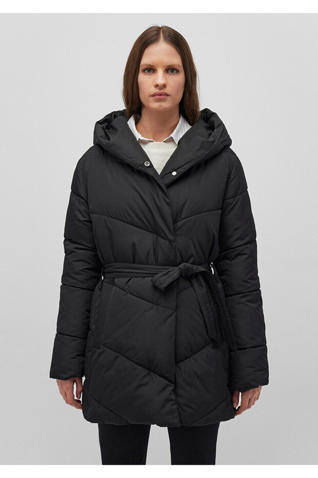 Kapucnis fekete pufferkabát 1110045 -900 - 3