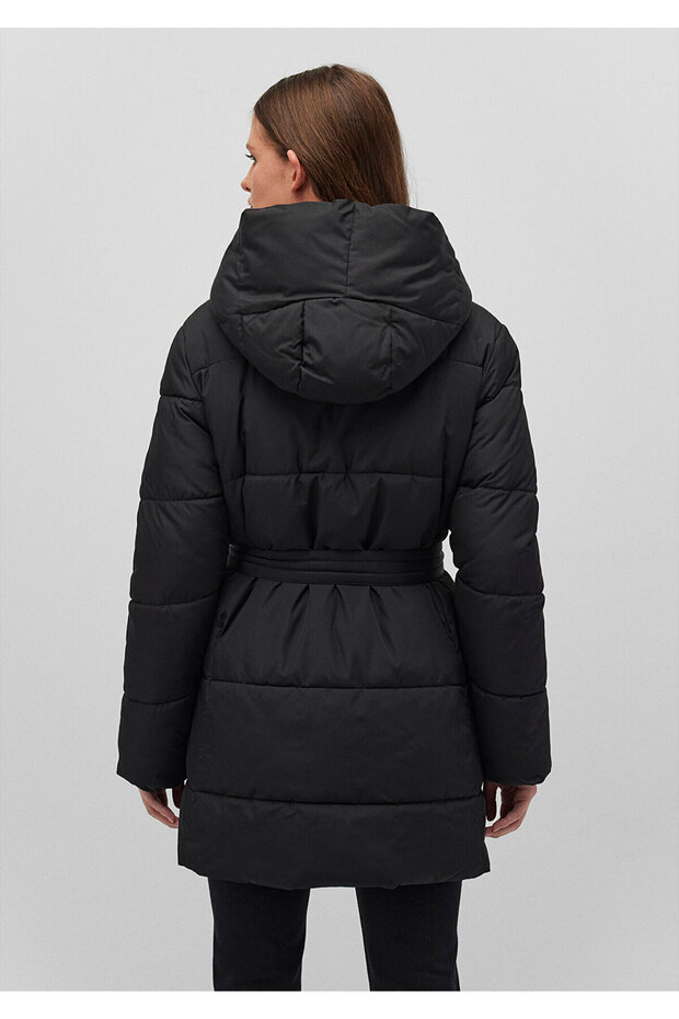 Kapucnis fekete pufferkabát 1110045 -900 - 4
