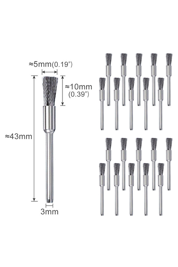 20pcs CMCP Steel Wire Wheel Brush Set 3.0mm Shank for Dremel Rotary Tool Metalwokring Polishing Tool