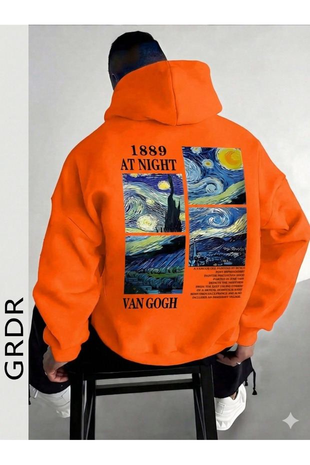 Premium Unisex Hooded Oversized Sweatshirt – “Nocturne 1889” Starry Night Inspired Art Print