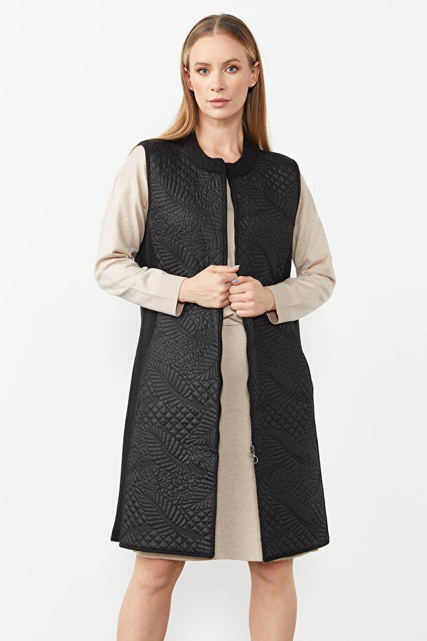 سترة طويلة مبطنة منقوشة - 6