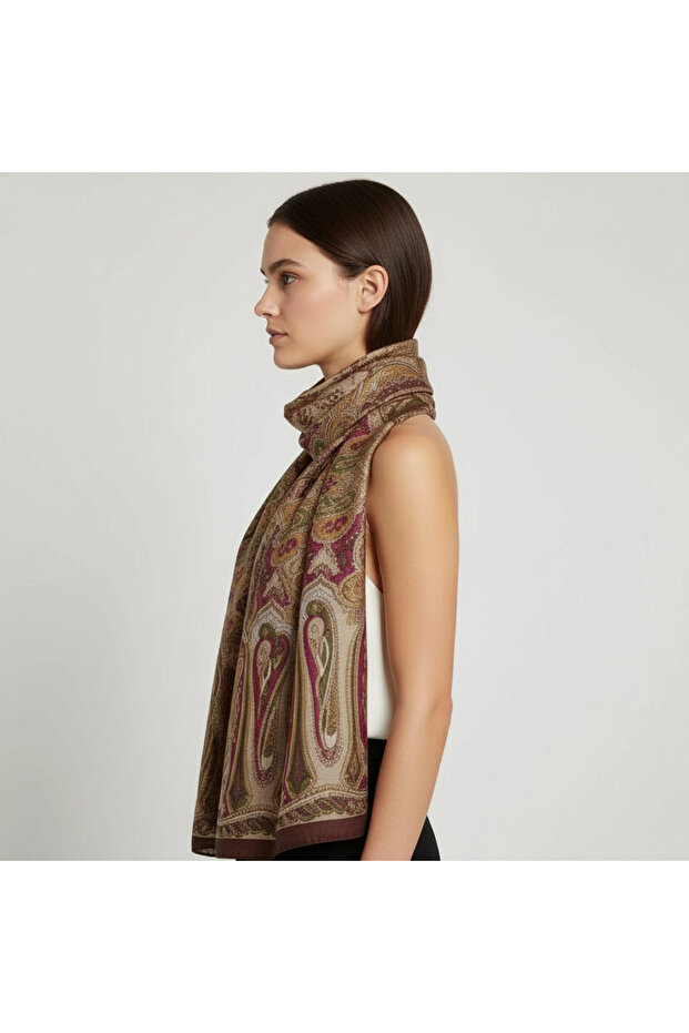 Desenli İpek Şal - 3