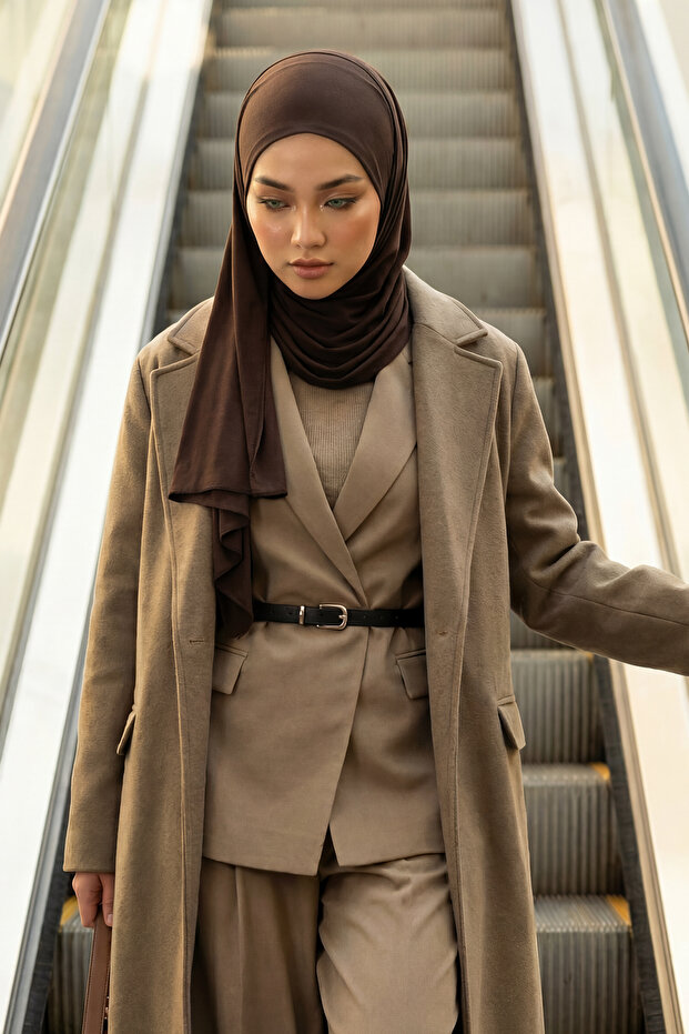 شال قطني ممشط عملي، PS-16، بني - 2