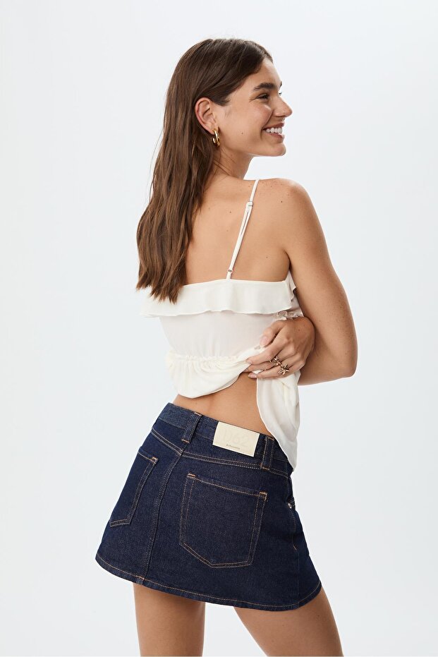 D62 Denim Şort Etek - 4