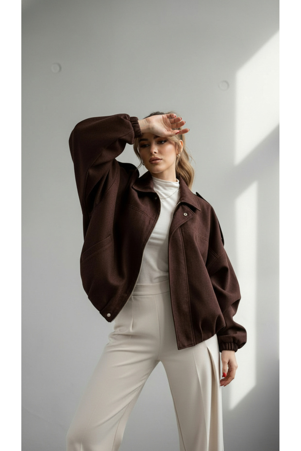 Oversize Bomber Süet Ceket - 6