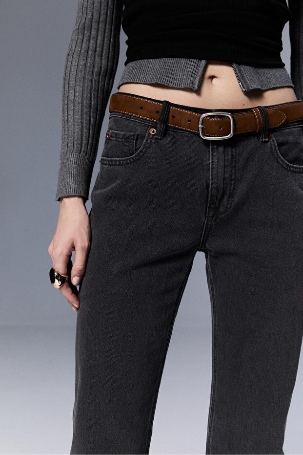 D68 kemerli bootcut jean - 3