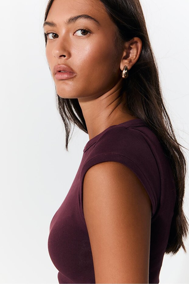 Basic geniş yaka tişört - 3