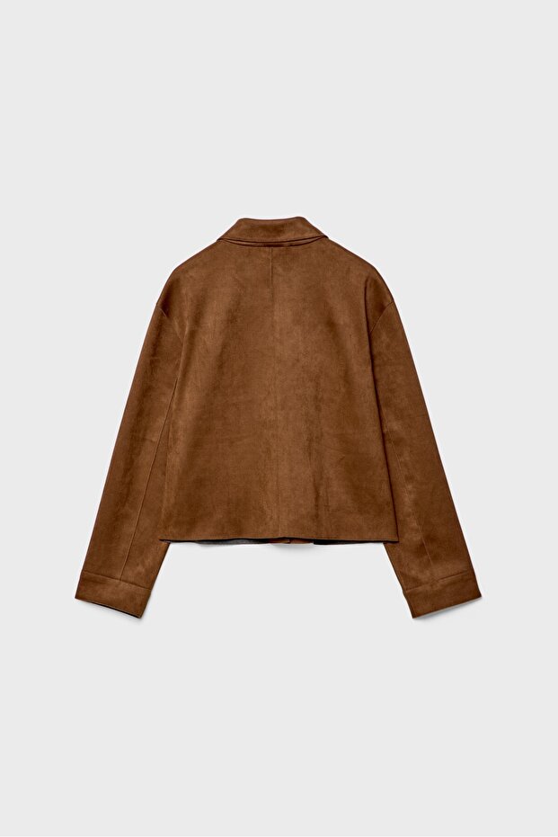 Suni süet cepli ceket - 6