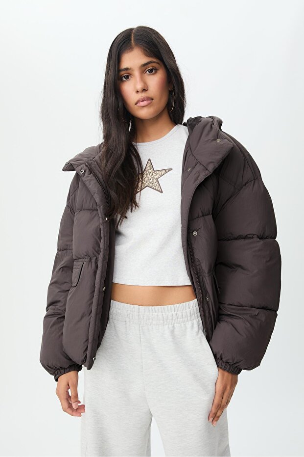 Kapüşonlu Dolgulu Mont - 2