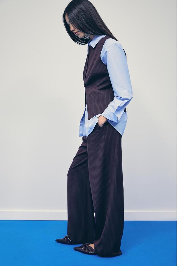 Düğmeli çizgili normal yelek - 4