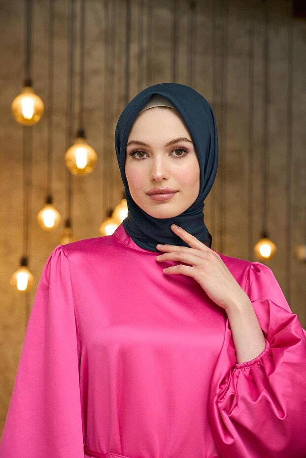 وشاح فوال بنمط عادي - وشاح حرير فوال باللون الرمادي الداكن - 10100-30