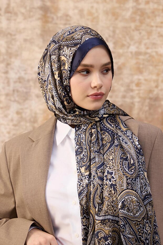 Navy Blue Indian Voile Shawl - 5003-07