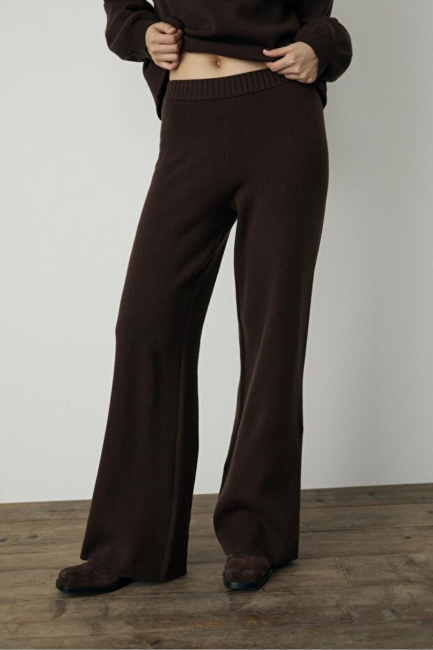 Geniş, Uzun Örme Pantolon - 2