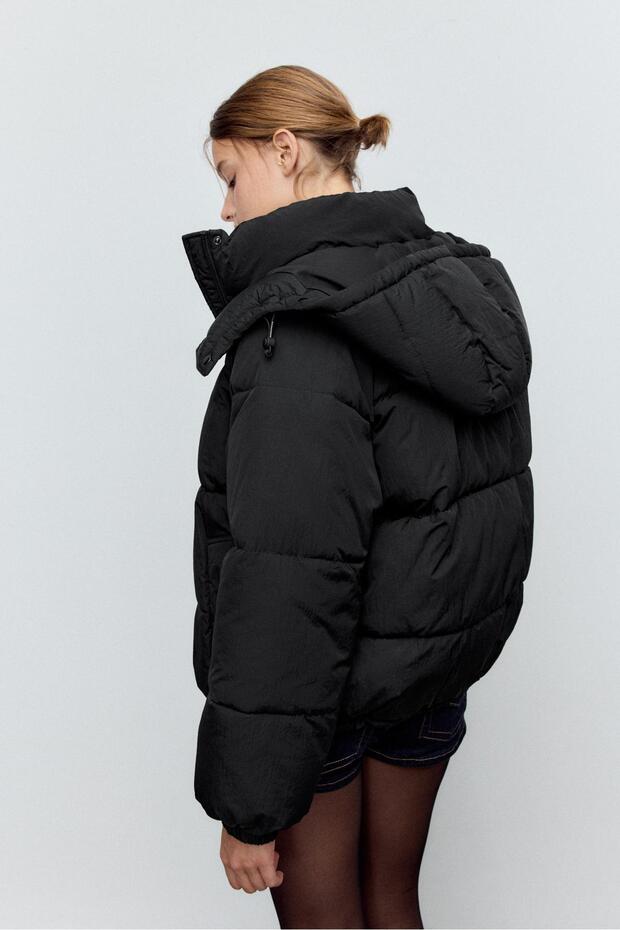 Kapüşonlu Kapitone Ceket - 4