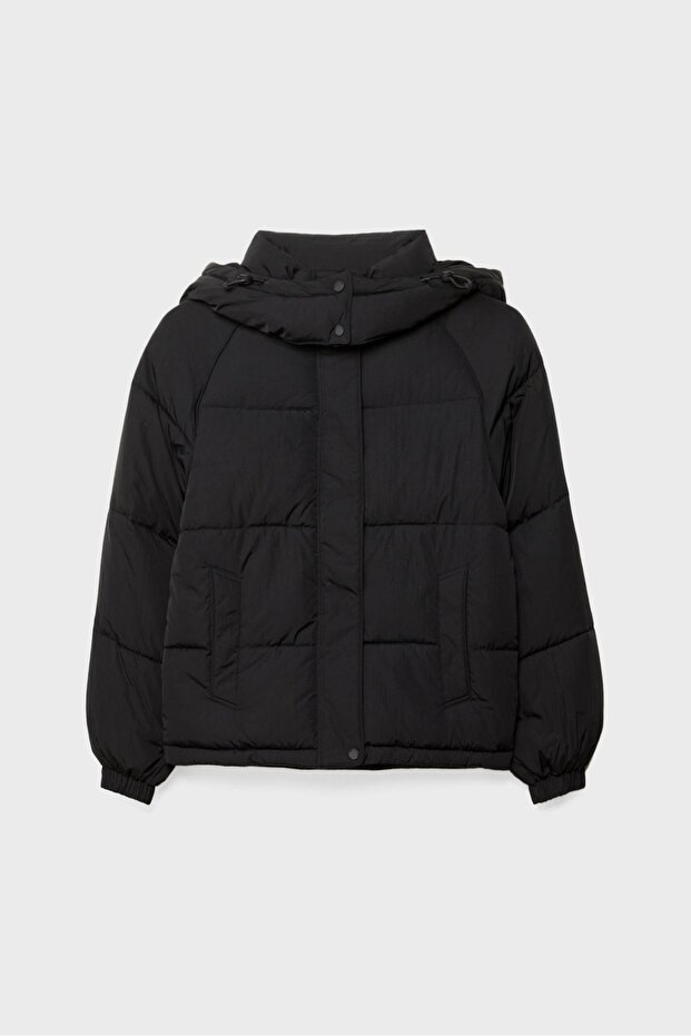 Kapüşonlu Kapitone Ceket - 5
