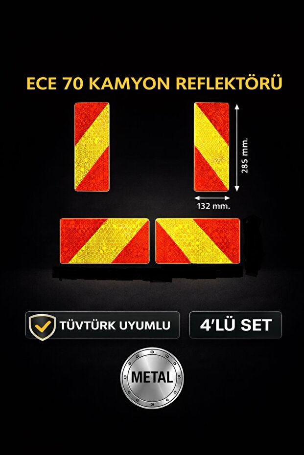Ece R 70 Tüvtürk Compliant 4-Piece Truck Reflector-Metal