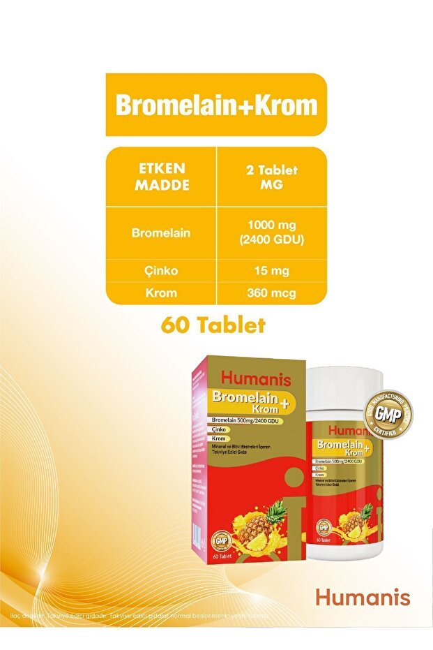 Bromelain+Krom, Çinko 60 Tablet - 6