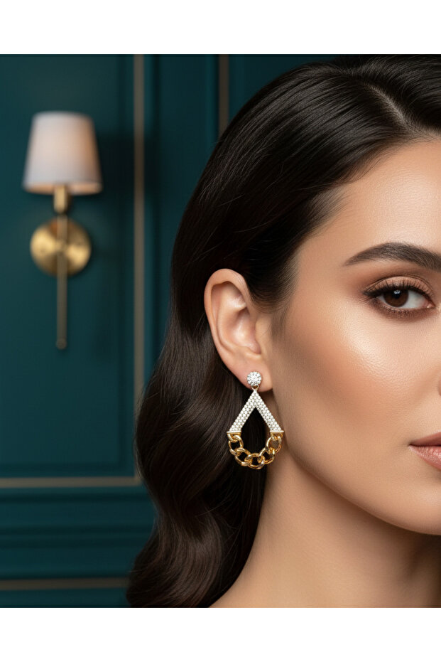 Xuping مثلث الزركون حجر استرخى الأقراط الصلب