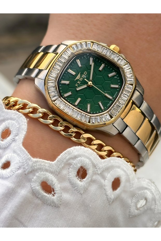 Yellow and Silver Steel Band Women's Wristwatch Fl43008A-D6 3Atm Water Resistant 2 Years Warranty