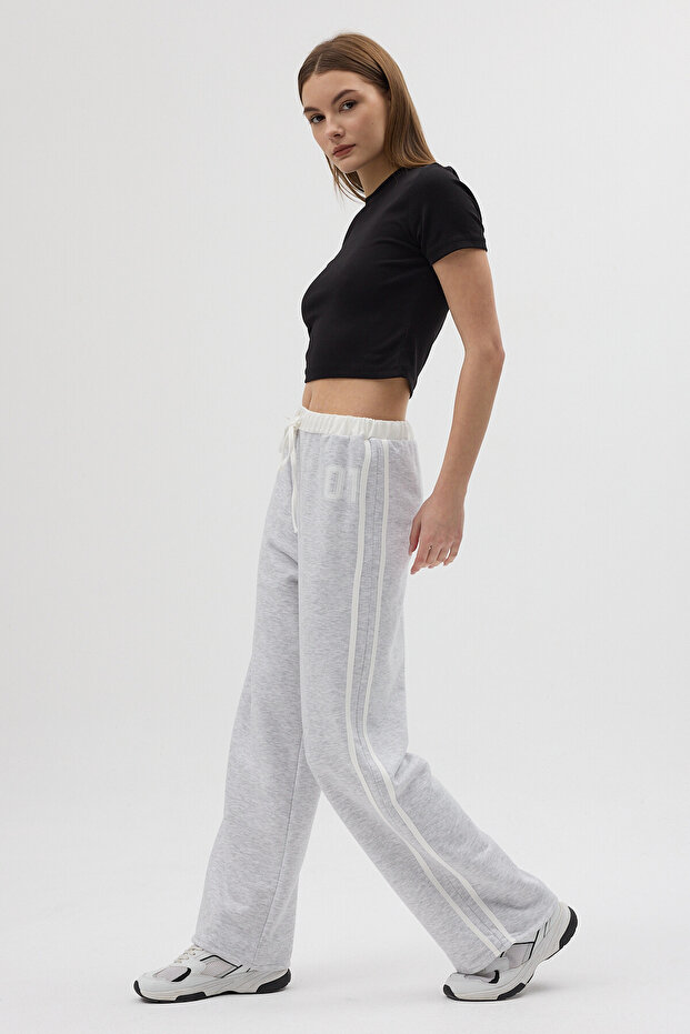 بدلة رياضية رمادية مطبوع بخصر مطاطي 8367A - 3