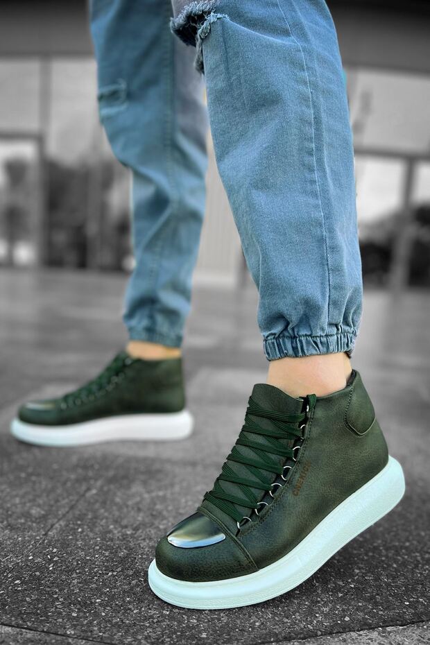 Roma Mirror Lace-Up Winter Men's Boots Khaki