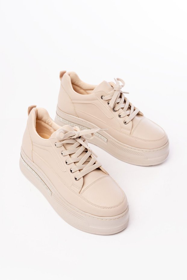 Zri̇n-1999 Premium Nut Lace-Up Sole Women's Sneaker with Stone Accessories