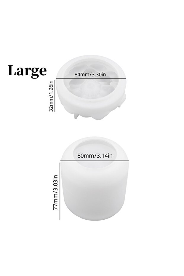 Large 1 Set With Lid Flower Candle Cup Silicone Mold Handmade DIY Cylinder Gypsum Cement Aromatherap