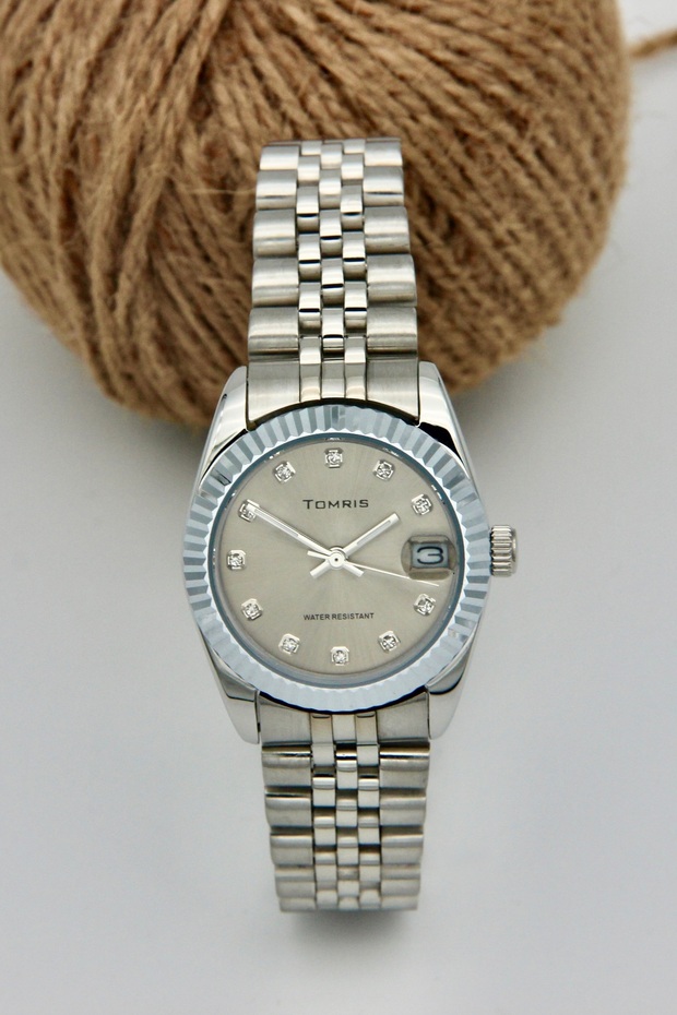 All Stainless Steel, Waterproof, Silver Band, Cream Dial Women's Wristwatch