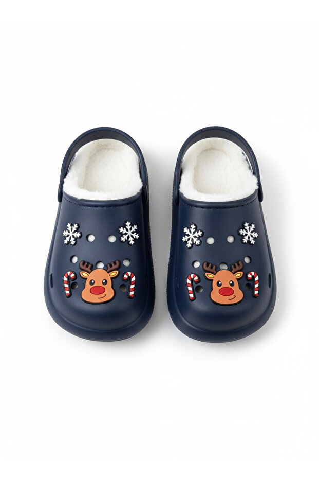 Children's Warm Orthopedic Non-Slip Eva Sole Slippers with Deer Figure and Fur Inside