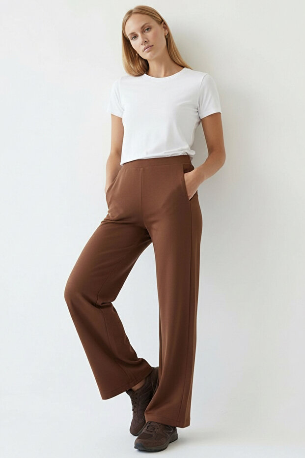 Beli Bağcıklı Regular Örme Pantolon - 1