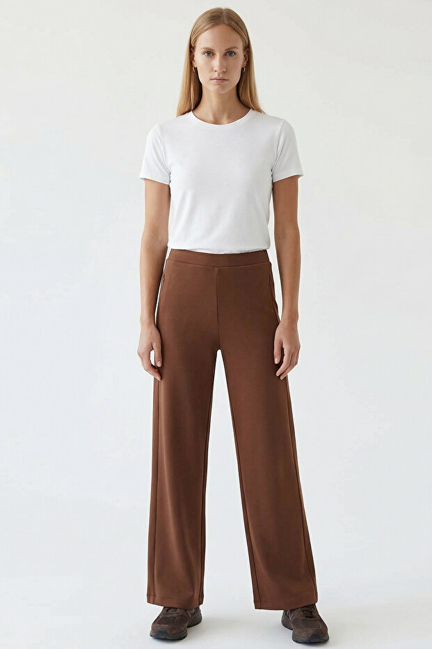 Beli Bağcıklı Regular Örme Pantolon - 2