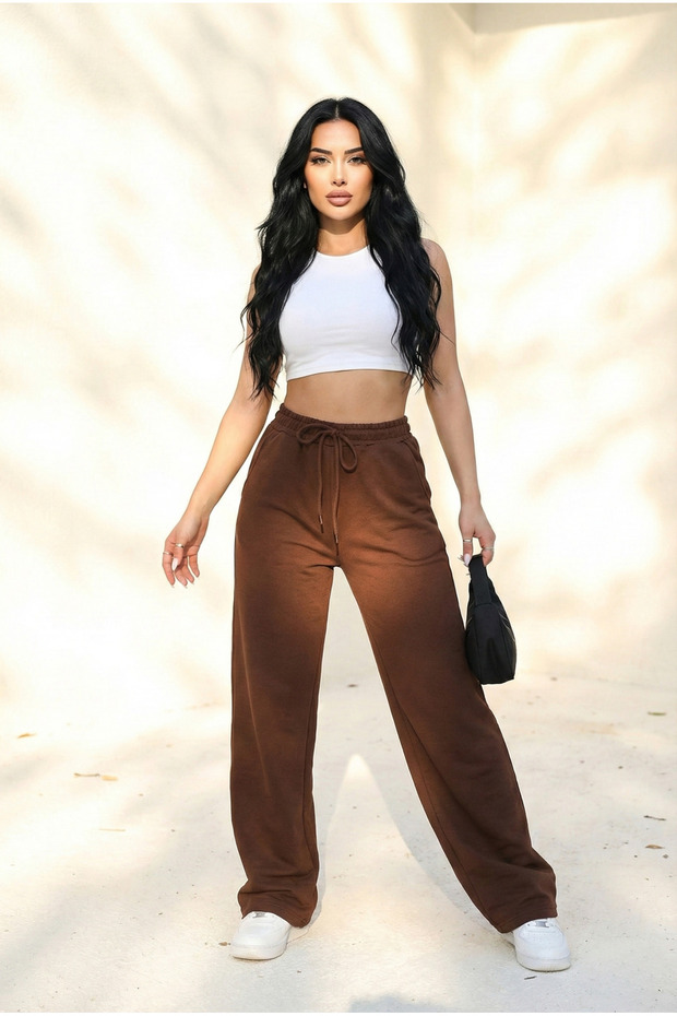 Unisex Two Thread Elastic Waist Oversize Wide Leg Sweatpants