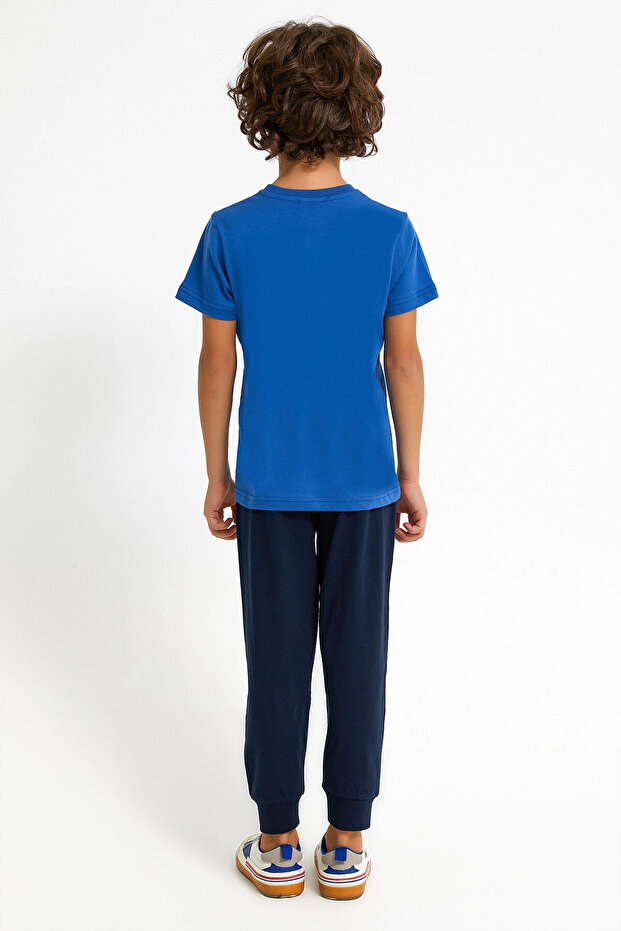طقم بيجامة للأولاد باللون الأزرق الكوبالت من روليبولي - 5