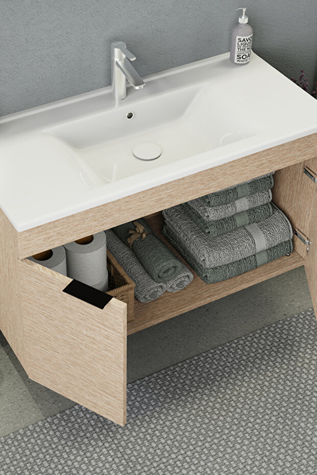 Fix Arya 100 cm Banyo Dolabı Renk Aybe Bej - 6