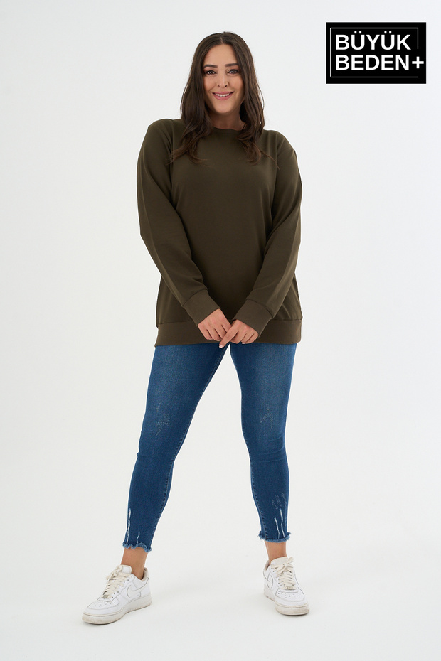 Women's Plus Size Crew Neck Slim Sweatshirt Spr24Bswk56