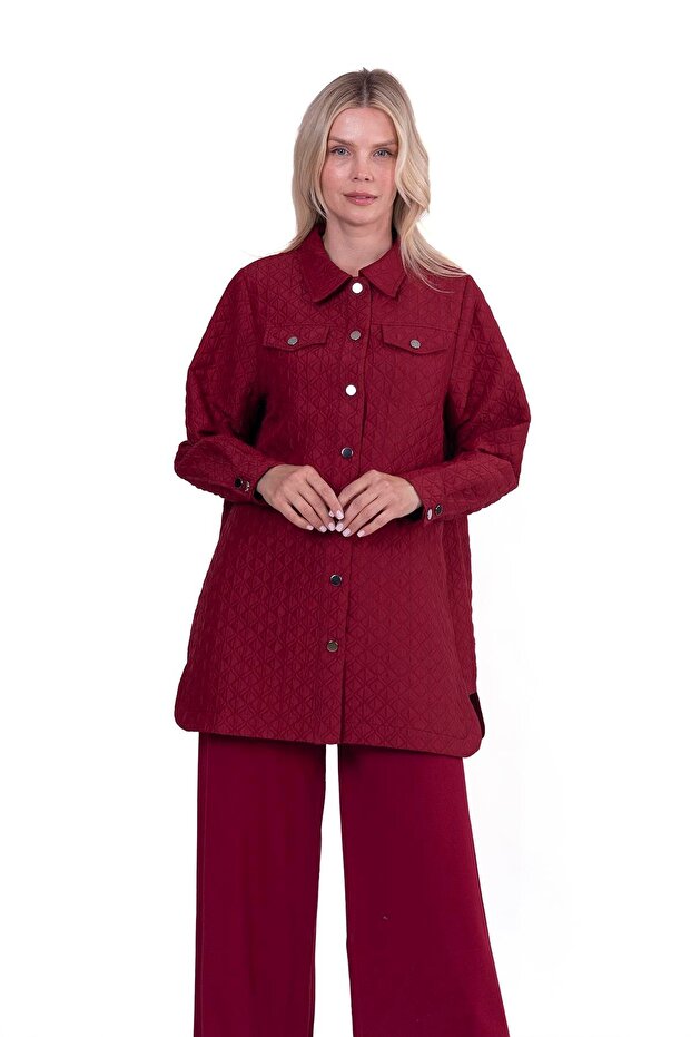 Kapitone Gömlek BORDO - 1