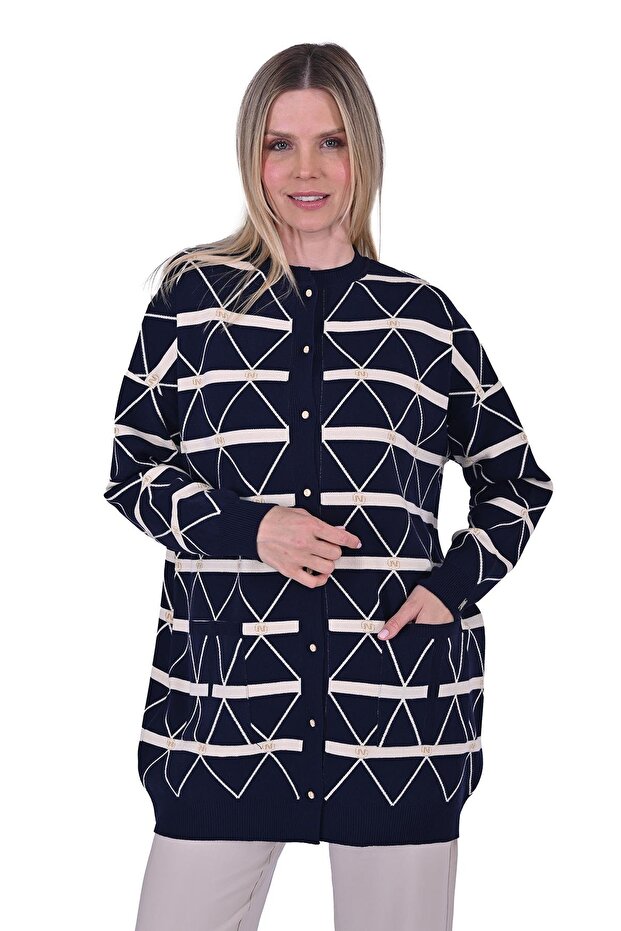 Crystal Knitwear Cardigan Dark Blue