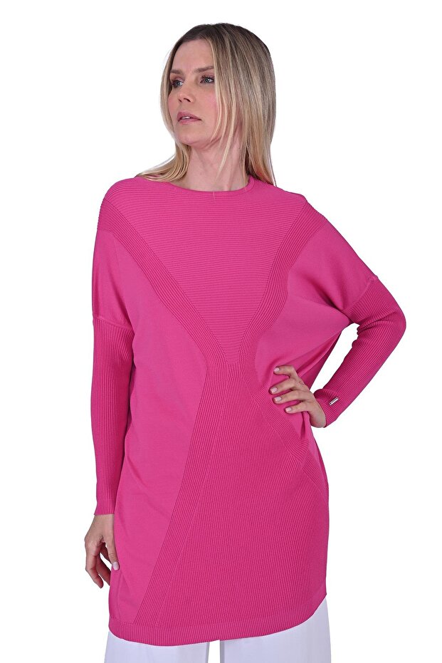 Hourglass Knitwear Tunic Fuchia