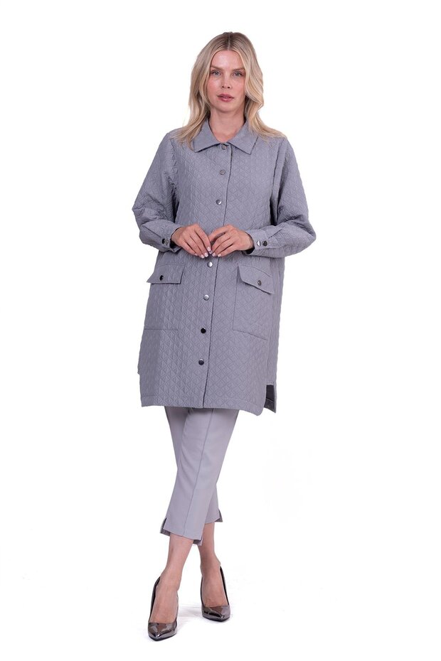 Kapitone Gömlek Kap GRİ - 1